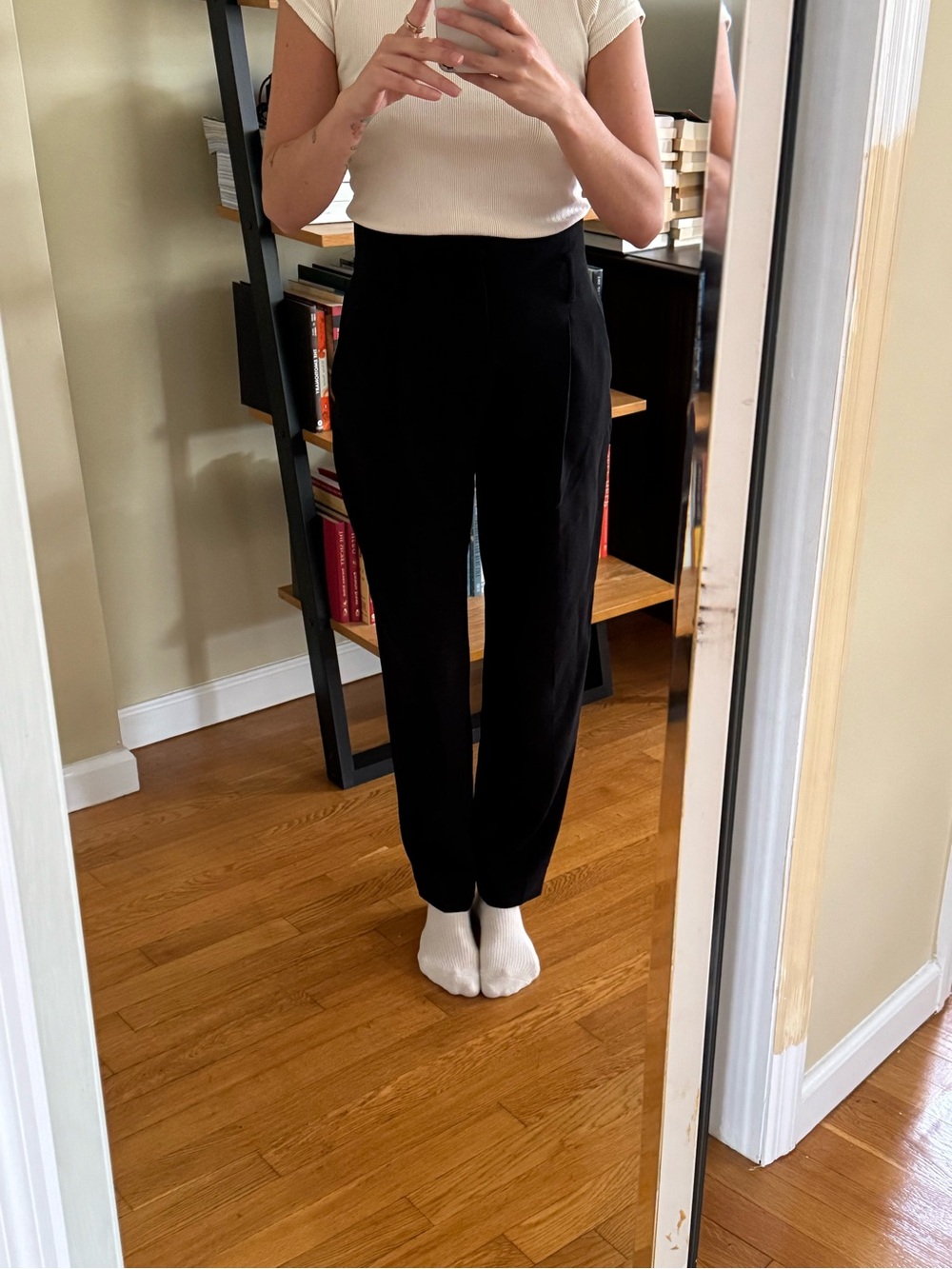 Mango Black High-Rise Straight Leg Pants